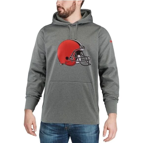 Nike dri- fit Gray Cleveland Browns Performance Circuit Logo Essential Hoodie - Picture 2 of 11
